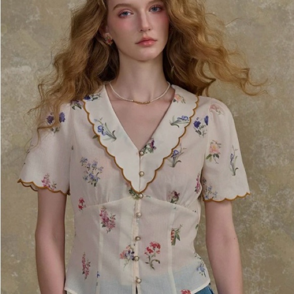 Simple Retro Raven Cotton Blouse